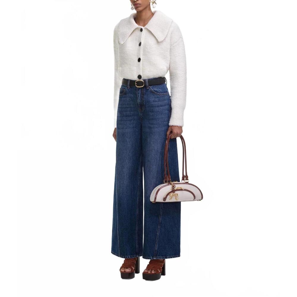 NEW SELF-PORTRAIT bleached denim jeans in blue